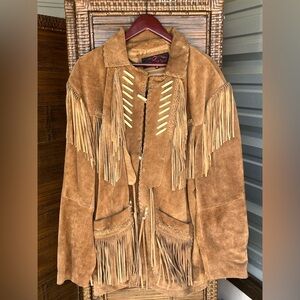Vintage T4 West Suede Fringed Leather Jacket Medium